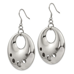 Stainless Steel Modern Circle Dangle Earrings with Polished Finish