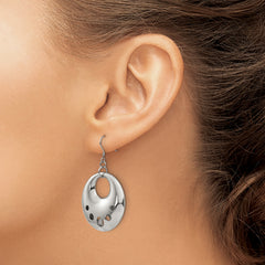 Stainless Steel Modern Circle Dangle Earrings with Polished Finish