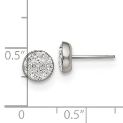 Sophia Jewelers Stainless Steel Crystal Unisex Button Earrings Gift Ready