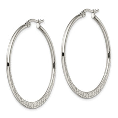 Sophia Jewelers Polished Stainless Steel Hoop Earrings with Textured Finish 40mm