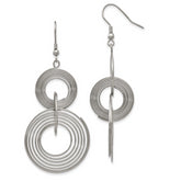 Chisel Stainless Steel Polished Multiple Circle Dangle Shepherd Hook Earrings