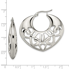 Sophia Stainless Steel Hoop Earrings with Polished Fancy Cut for Women