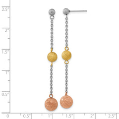 Tri-Color Stainless Steel Dangle Earrings with Laser Cut Design