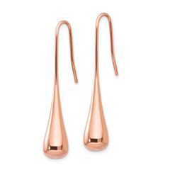 Sophia Jewelers Rose Tone Stainless Steel Shepherd Hook Earrings Gift Ready