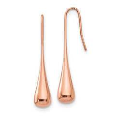 Chisel Stainless Steel Polished Rose IP-plated Shepherd Hook Earrings
