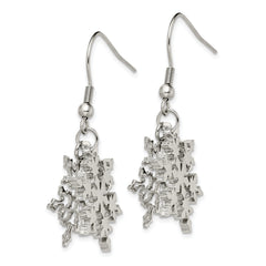 Stainless Steel Polished Snowflake Dangle Earrings Gift Ready
