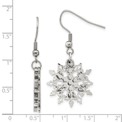 Stainless Steel Polished Snowflake Dangle Earrings Gift Ready