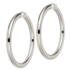 Sophia Jewelers Polished Stainless Steel Hoop Earrings with Gift Pouch