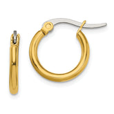 Chisel Stainless Steel Polished Yellow IP-plated 15.5mm Diameter 2mm Hoop Earrings