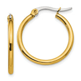 Chisel Stainless Steel Polished Yellow IP-plated 26mm Diameter 2mm Hoop Earrings