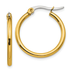 Chisel Stainless Steel Polished Yellow IP-plated 26mm Diameter 2mm Hoop Earrings