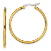 Chisel Stainless Steel Polished Yellow IP-plated 32mm Diameter 2mm Hoop Earrings