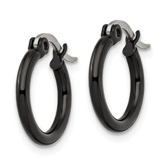Sophia Jewelers Polished Black IP Stainless Steel Hoop Earrings Gift Ready