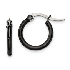 Chisel Stainless Steel Polished Black IP-plated 15.5mm Diameter 2mm Hoop Earrings