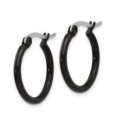 Sophia Jewelers Polished Black Stainless Steel Women's Hoop Earrings Gift Ready
