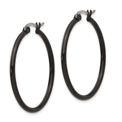 Sophia Jewelers Black IP-Plated Stainless Steel Hoop Earrings Gift Ready