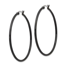 Chisel Women's Stainless Steel Hoop Earrings with Polished Black Finish