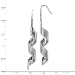 Chisel Stainless Steel Polished and Textured Swirl Shepherd Hook Earrings