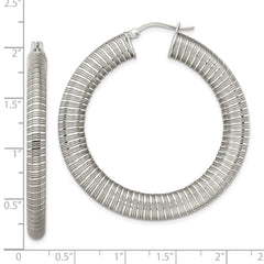 Sophia Jewelers Stainless Steel Hoop Earrings with Polished Threaded Design