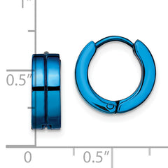 Sophia Jewelers Polished Stainless Steel Blue Hinged Huggie Hoop Earrings Unisex