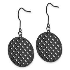 Sophia Jewelers Polished Stainless Steel Black Dangle Earrings with Laser-Cut Design