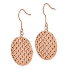 Elegant Stainless Steel Rose IP Dangle Earrings with Polished Laser-Cut Design