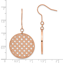 Elegant Stainless Steel Rose IP Dangle Earrings with Polished Laser-Cut Design