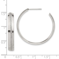 Sophia Jewelers Stainless Steel Polished Laser Cut Glitter Hoop Earrings