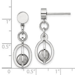 Sophia Jewelers Stainless Steel Oval Dangle Earrings with Polished & Brushed Finish