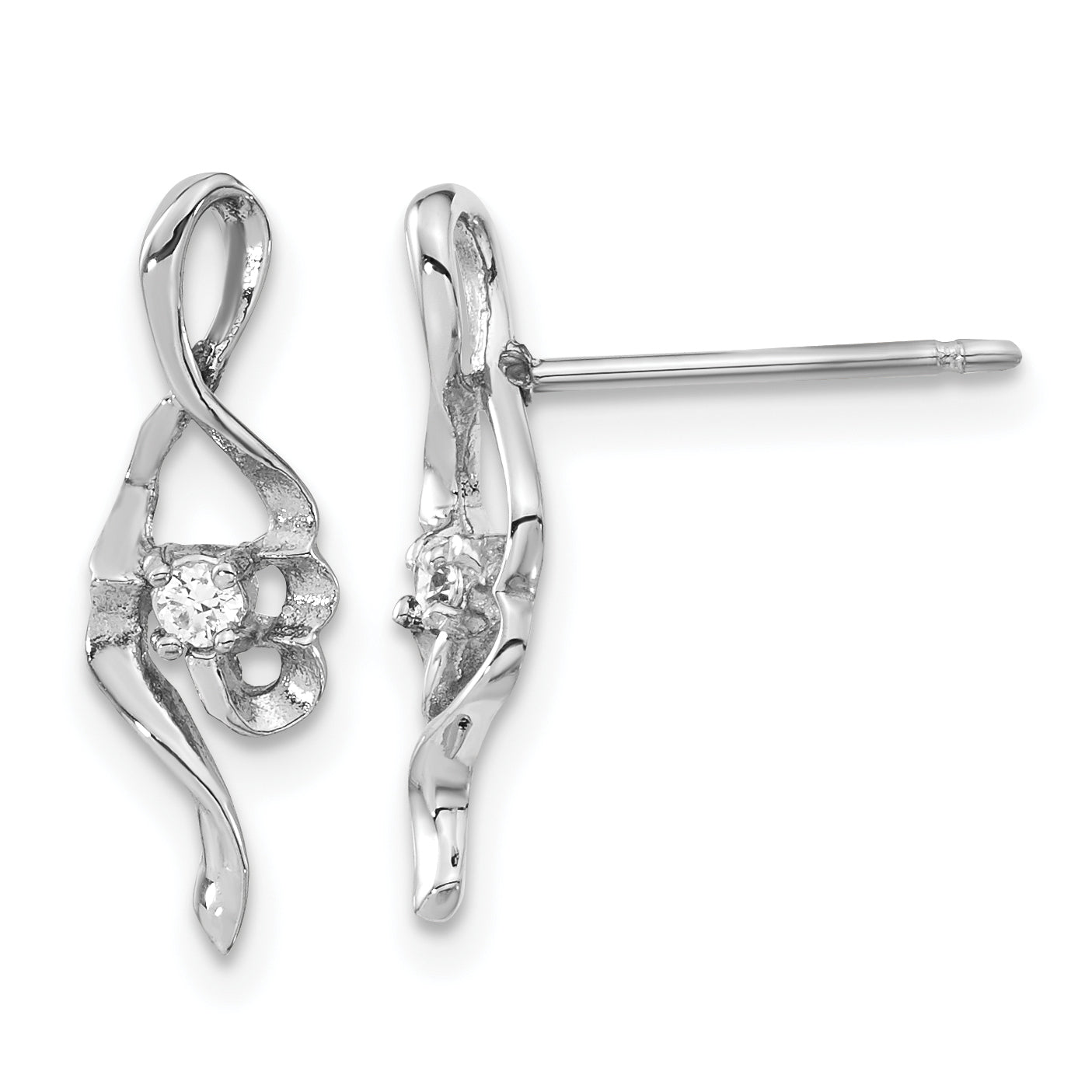 Stainless Steel Polished CZ Post Earrings