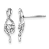 Stainless Steel Polished CZ Post Earrings
