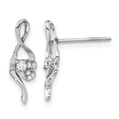 Stainless Steel Polished CZ Post Earrings
