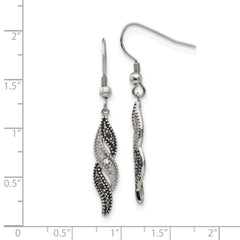 Sophia Jewelers Stainless Steel CZ Dangle Earrings with Black & Clear Stones