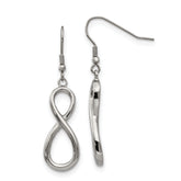 Chisel Stainless Steel Polished Infinity Dangle Shepherd Hook Earrings