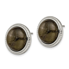 Sophia Jewelers Labradorite Stainless Steel Polished Button Earrings