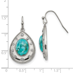 Sophia Jewelers Stainless Steel Dangle Earrings with Imitation Turquoise and CZ