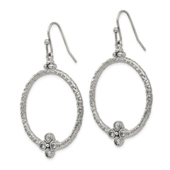 Stainless Steel CZ Drop Earrings with Polished Texture for Women
