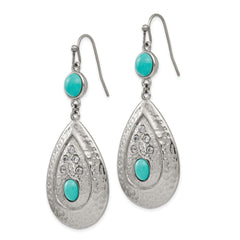 Sophia Jewelers Stainless Steel Polished Earrings with Turquoise & CZ