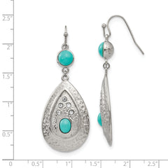 Sophia Jewelers Stainless Steel Polished Earrings with Turquoise & CZ