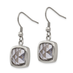 Sophia Elegant Stainless Steel Grey Glass Dangle Earrings Gift Ready