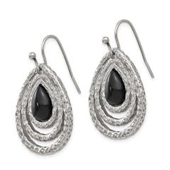 Sophia Jewelers Stainless Steel Onyx Drop Earrings with Polished Finish