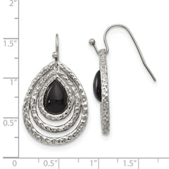 Sophia Jewelers Stainless Steel Onyx Drop Earrings with Polished Finish