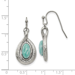 Sophia Women's Stainless Steel Polished Drop Earrings with Green Jade