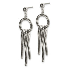Stainless Steel Women's Dangle Earrings with Polished Antiqued Finish