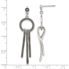 Stainless Steel Women's Dangle Earrings with Polished Antiqued Finish