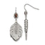 Stainless Steel Polished and Textured Smoky Quartz Feather Earrings