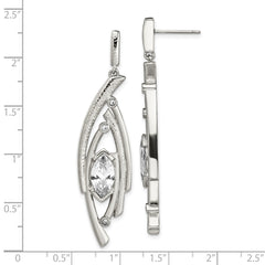 Stainless Steel Marquise CZ Dangle Earrings Polished Elegant Women's Jewelry