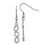 Stainless Steel Polished w/CZ Oval Dangle Shepherd Hook Earrings