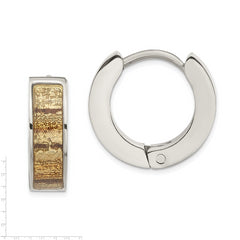 Stainless Steel & Birch Enamel Hoop Earrings with Polished Finish