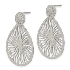 Sophia Jewelers Polished Stainless Steel Teardrop Starburst Earrings